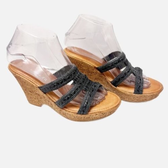 Italian Shoemakers Contesa Wedged Sandals Size 7 - Picture 2 of 6